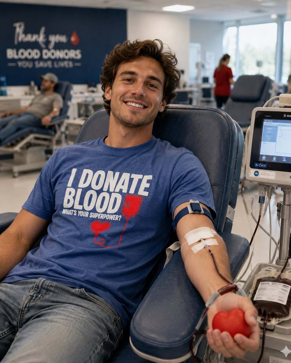 Blood Donor  'I Donate Blood What's Your Superpower?' T-Shirt Sz.XL
